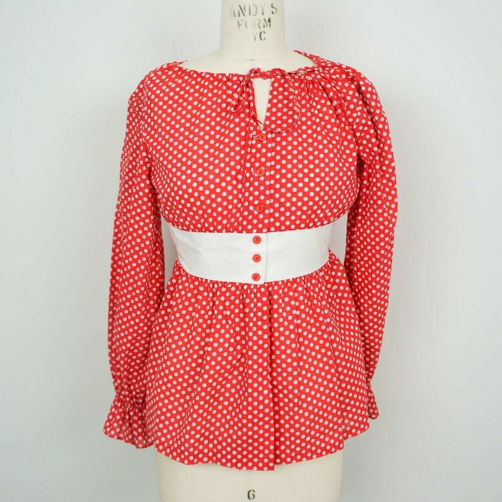 Vintage 60s Top Polka Dot Peasant Artist